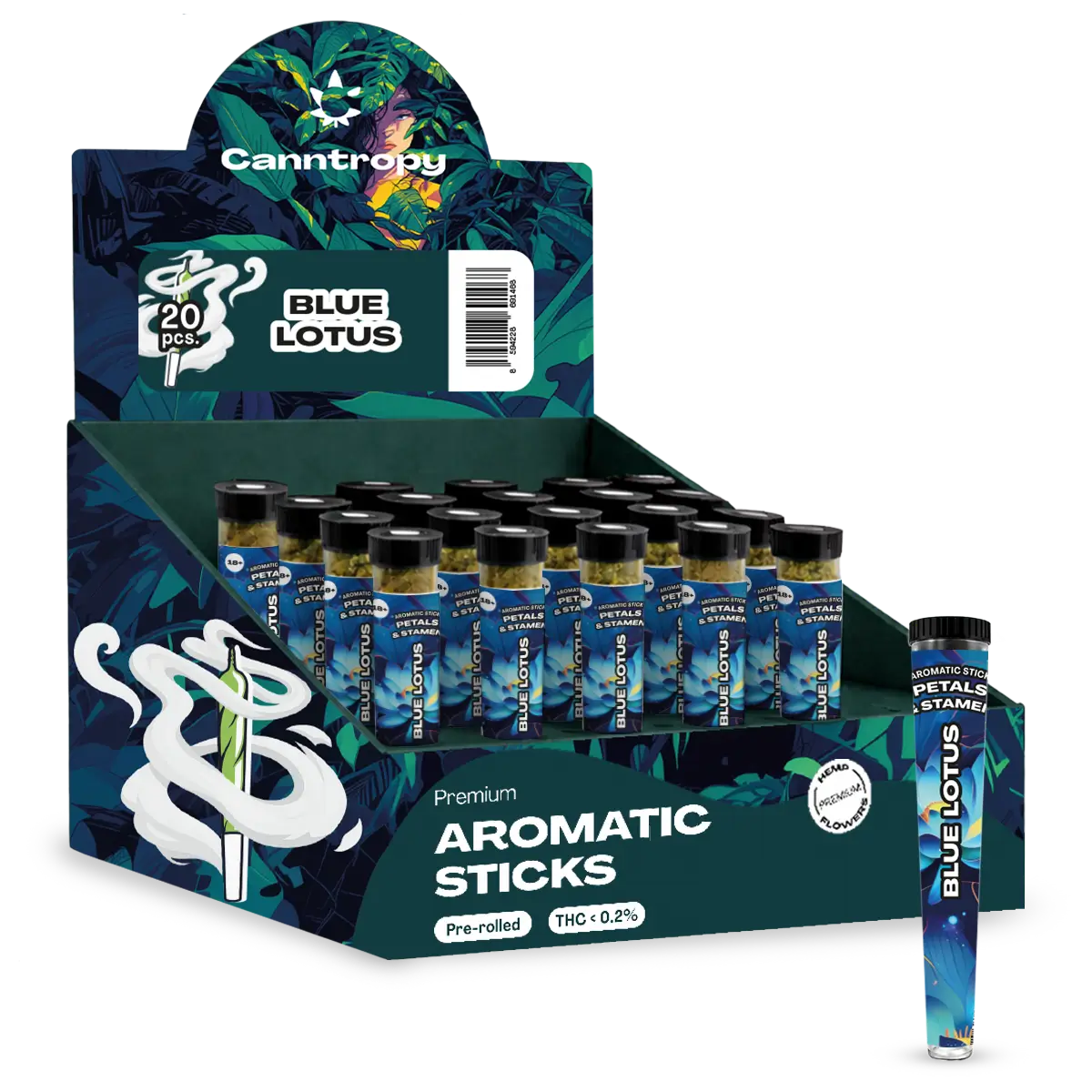Canntropy Blue Lotus Prerolky, displej 20 ks