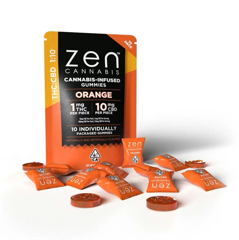Zen CBD THC+ gumičky - pomaranč, 10 ks, 110 mg, 60 g