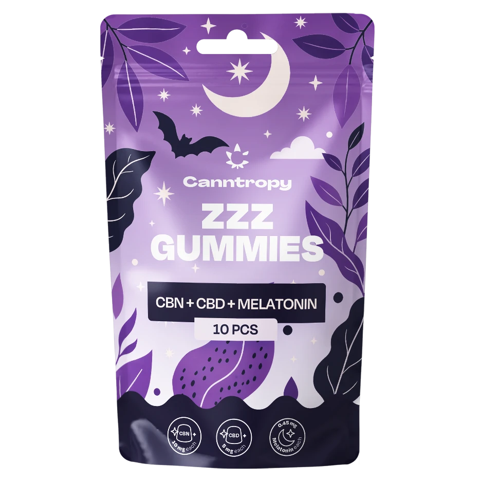 Canntropy CBN + CBD + Melatonin žvečljivi bonboni za spanje 10 kosov × 5 mg, 20 g