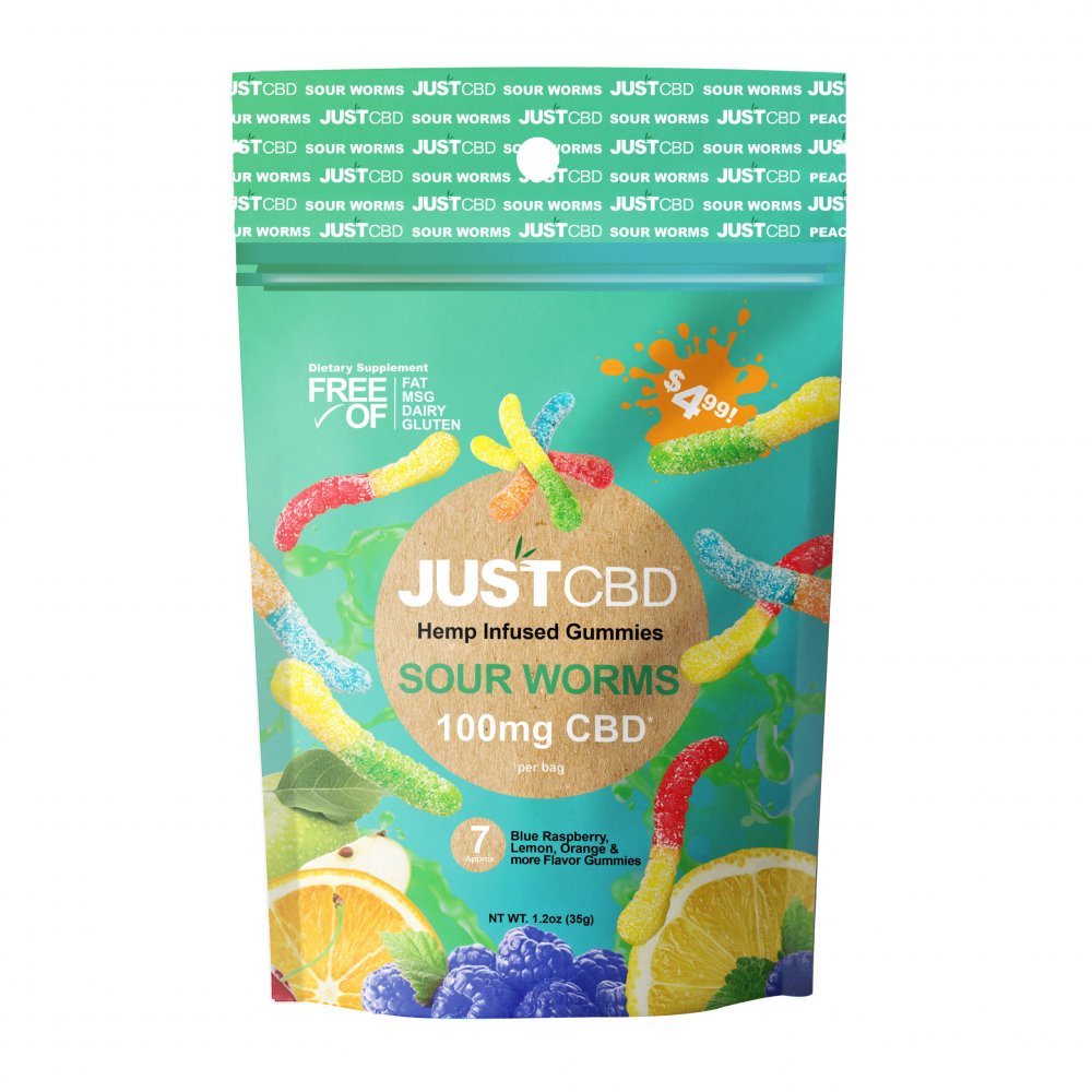 JustCBD Gummies Zure Wormen 100 mg CBD