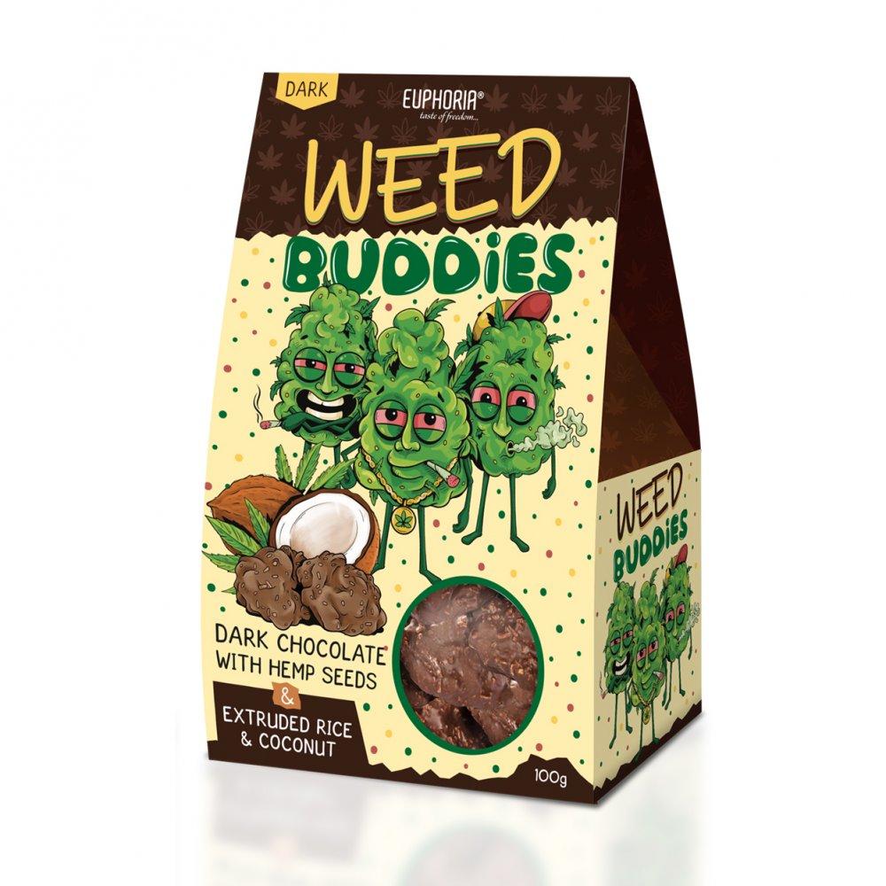 Euphoria Weed Buddies cookies s tmavou čokoládou, 100 g