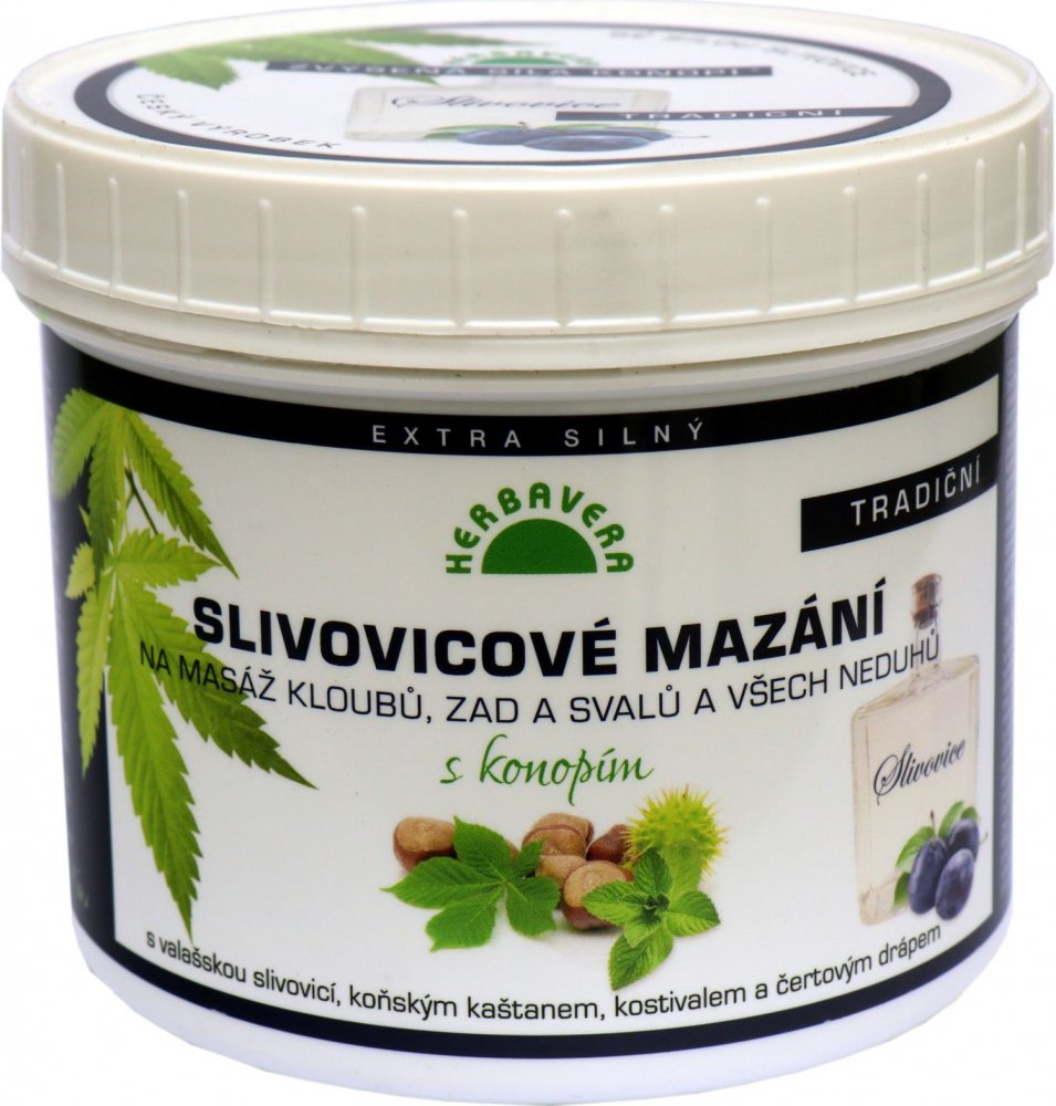 Herbavera slivovicové mazání s konopím, 500 ml