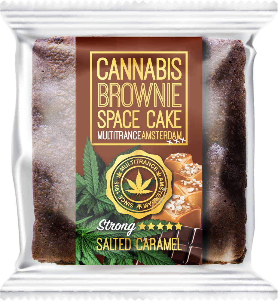 Cannabis Salted Caramel Brownie (Sterke Sativa Smaak) - Doos (24 pakjes), 2400 g