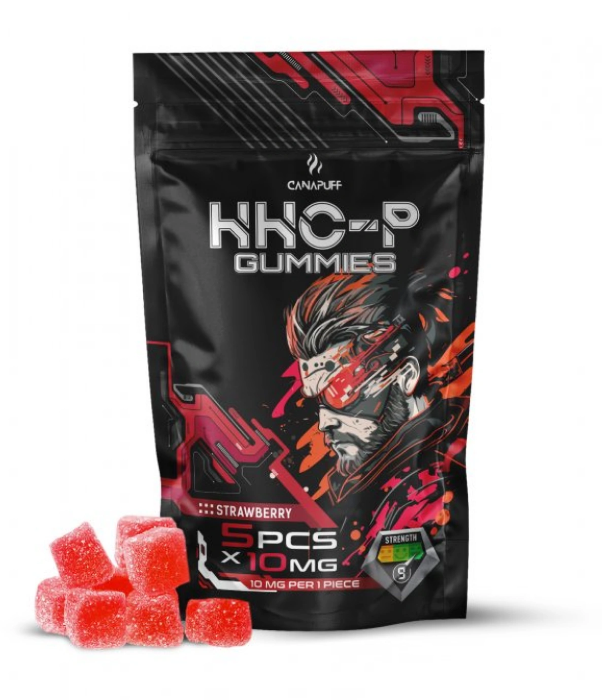 CanaPuff HHCP Gummies Aardbei, 5 stuks x 10 mg, 50 mg