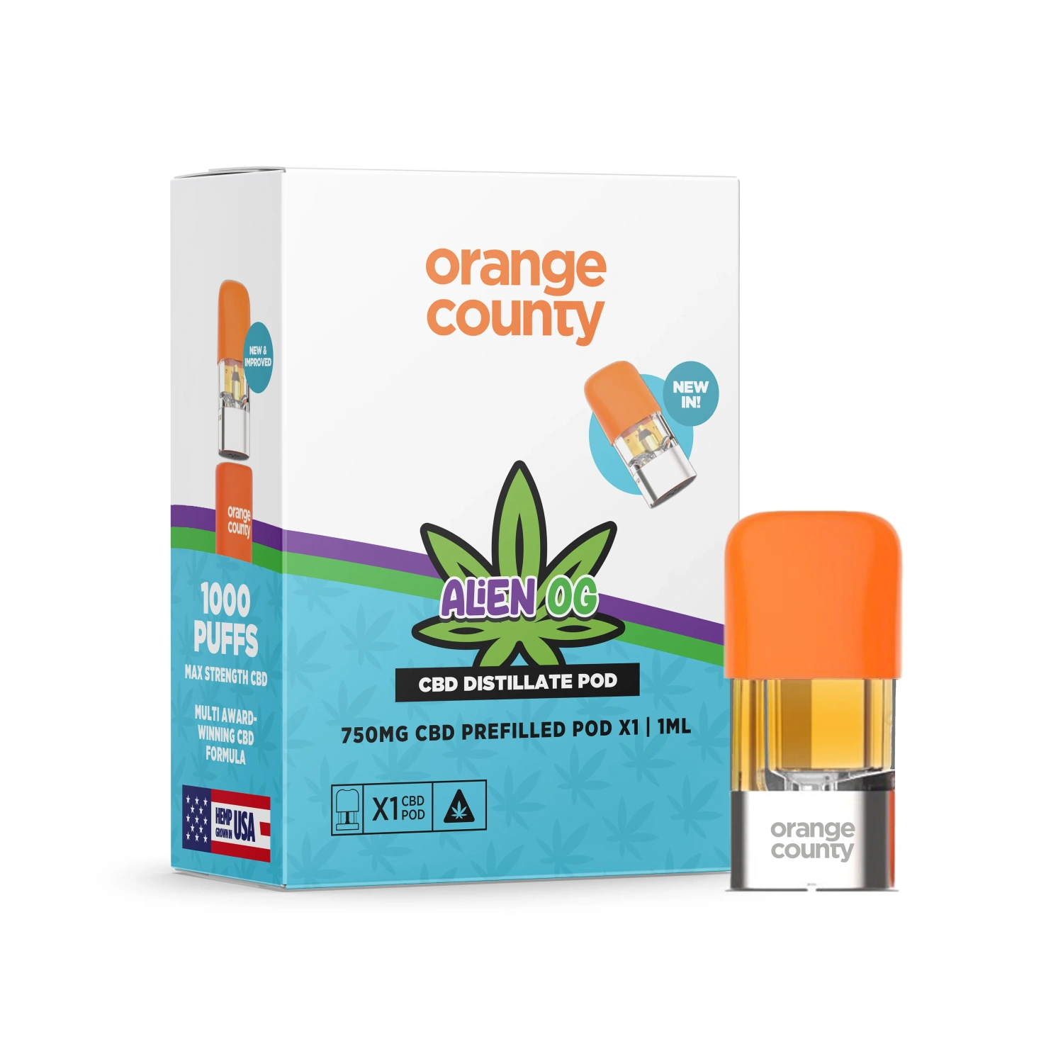 Orange County CBD Predplnená kazeta Alien OG, 1 ml