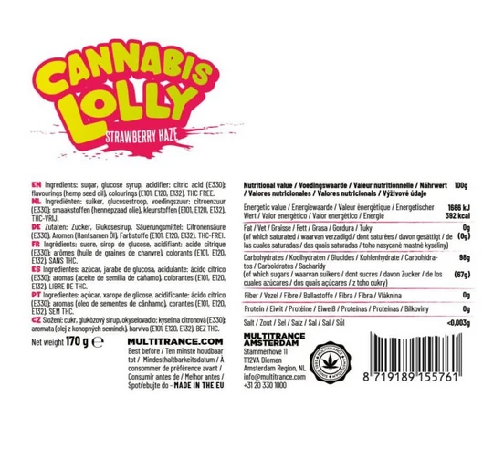 Konopné lízatká Strawberry Haze – darčeková krabička (10 lízatiek)