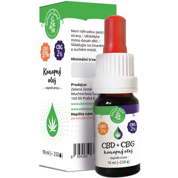 Zelena Zeme CBD (5%) + CBG (2%) hennepolie, 10 ml