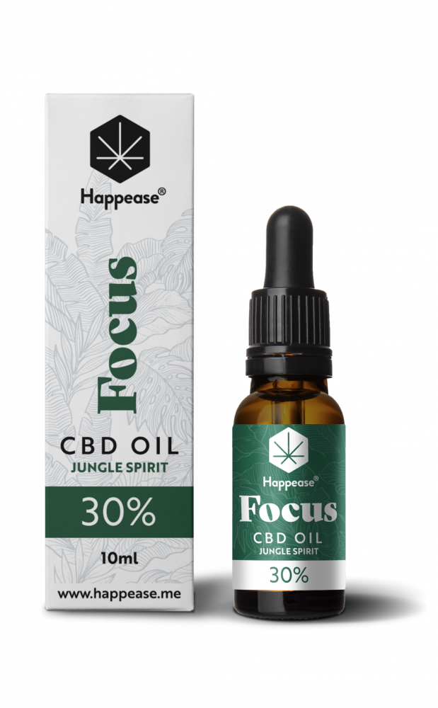 Happease Focus CBD olej Jungle Spirit, 30% CBD, 3000 mg, 10 ml