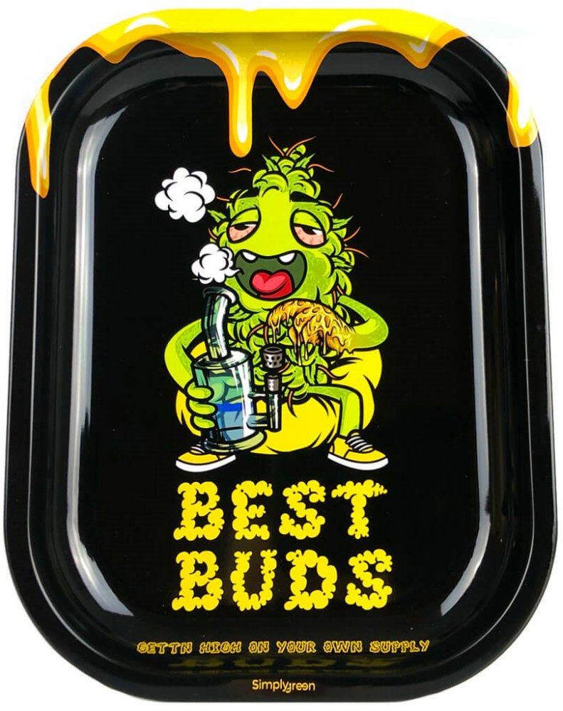 Best Buds Dab-All-Day Malý kovový rolovací tác s magnetickou brusnou kartou