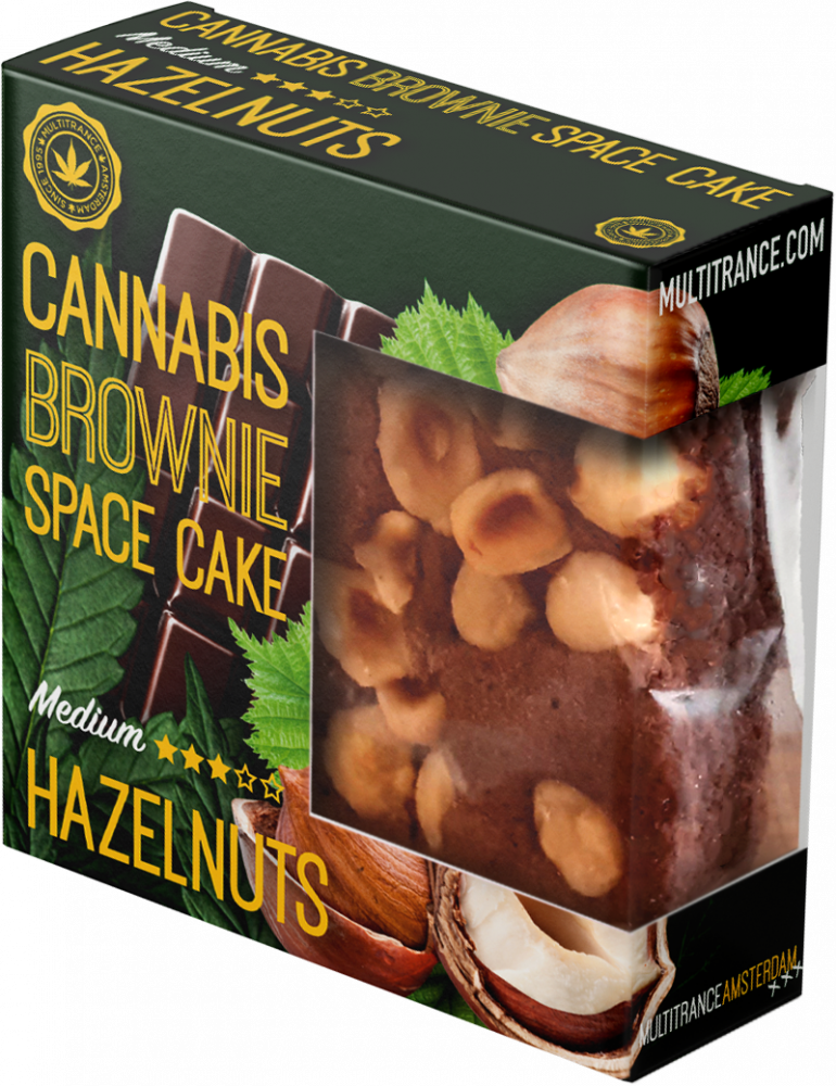 Cannabis Hazelnoot Brownie Deluxe Verpakking (Medium Sativa Smaak) - Doos (24 verpakkingen), 2400 g