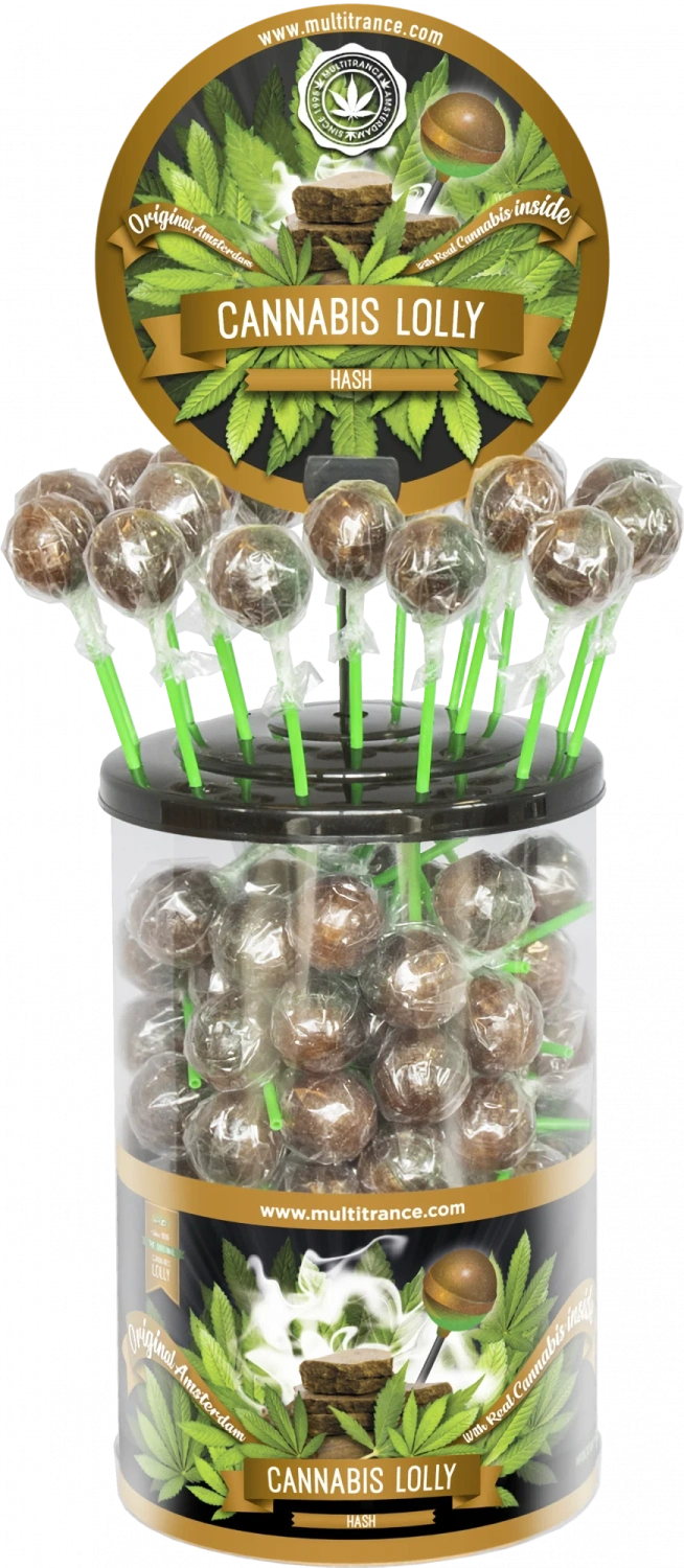 Cannabis Hash Lollies – vitrína (100 lízaniek), 1800 g