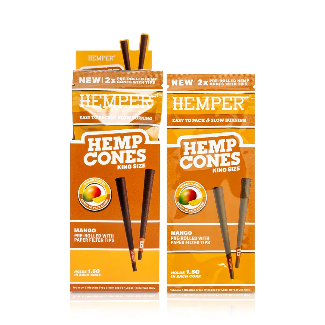 HEMPER King Size Hemp Cones s papierovým filtrom 2ks - Mango