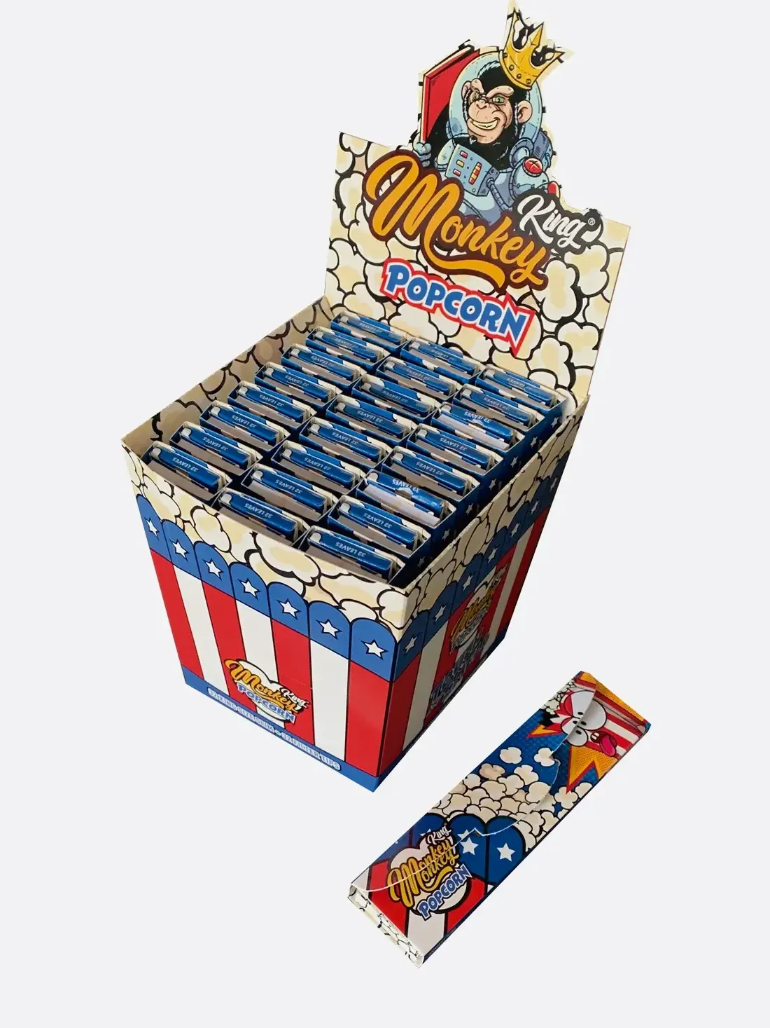 Monkey King KSS papieriky na balenie s filtrovými hrotmi (vôňa popcornu), 1 knižočka