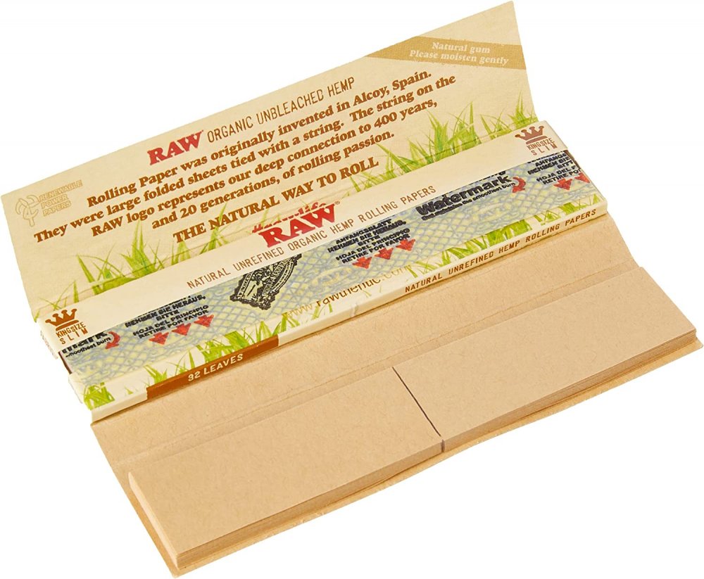 RAW Znalca bio konope KingSize Slim nerafinované rolovacie papiere + TIPY