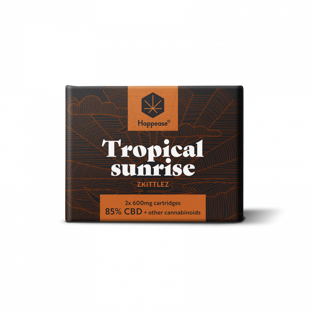 Happease Tropical Sunrise cartridge 1200 mg, 85% CBD, 2 stuks x 600 mg, 0,5 ml