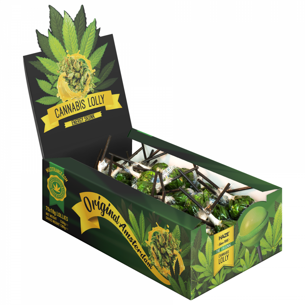 Cannabis Energy Skunk Lollies - konopná Lízátka - Display Box ( 70 lízátek ), 1260 g