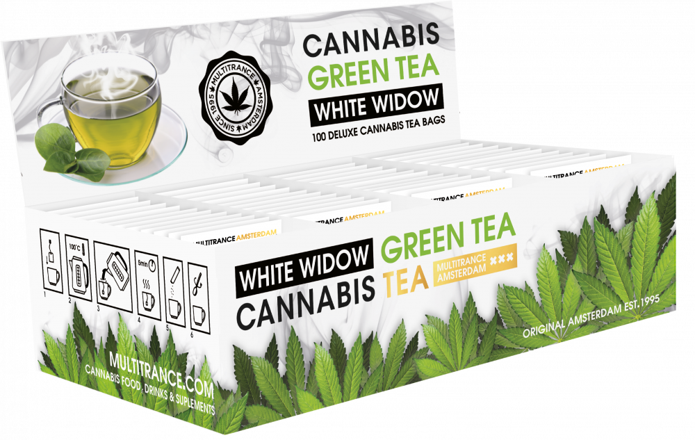 Zeleni čaj Cannabis White Widow - razstavna posoda (100 čajnih vrečk), 400 g