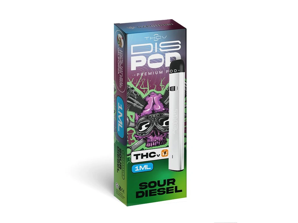 Czech CBD THCV Vape Pen disPOD Sour Diesel, 25 % THCV, 67 % CBG, 1 ml