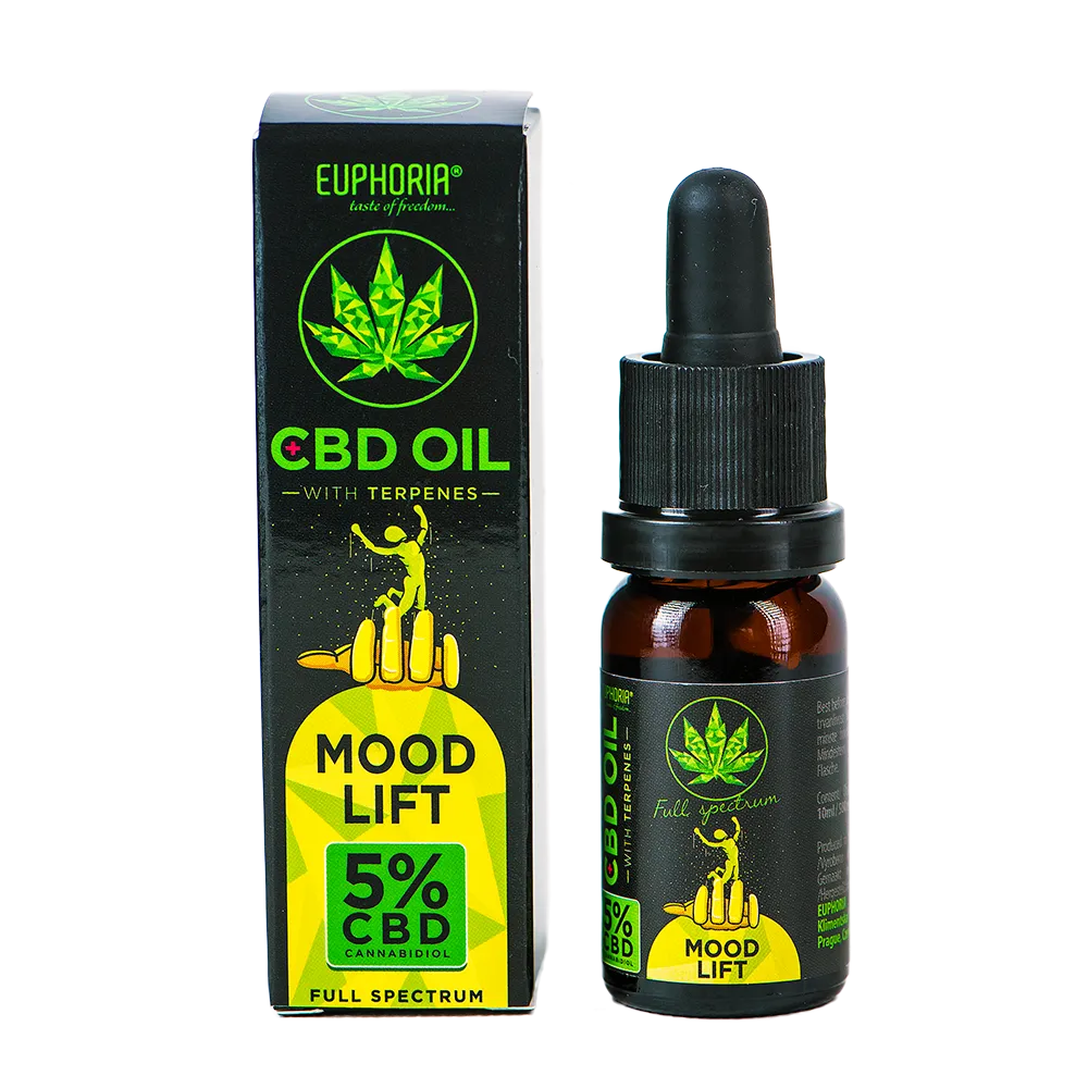 Euphoria CBD olej 5% s terpénmi 10 ml, 500 mg - Nálada Lift