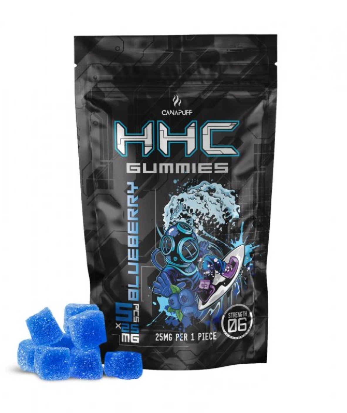 CanaPuff HHC Gummies Bosbes, 5 stuks x 25 mg, 125 mg