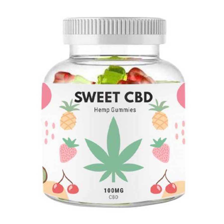 Sweet CBD Gummies, Kers, Kiwi, Ananas, Aardbei, 100 mg CBD, 20 stuks X 5 mg, 60 g