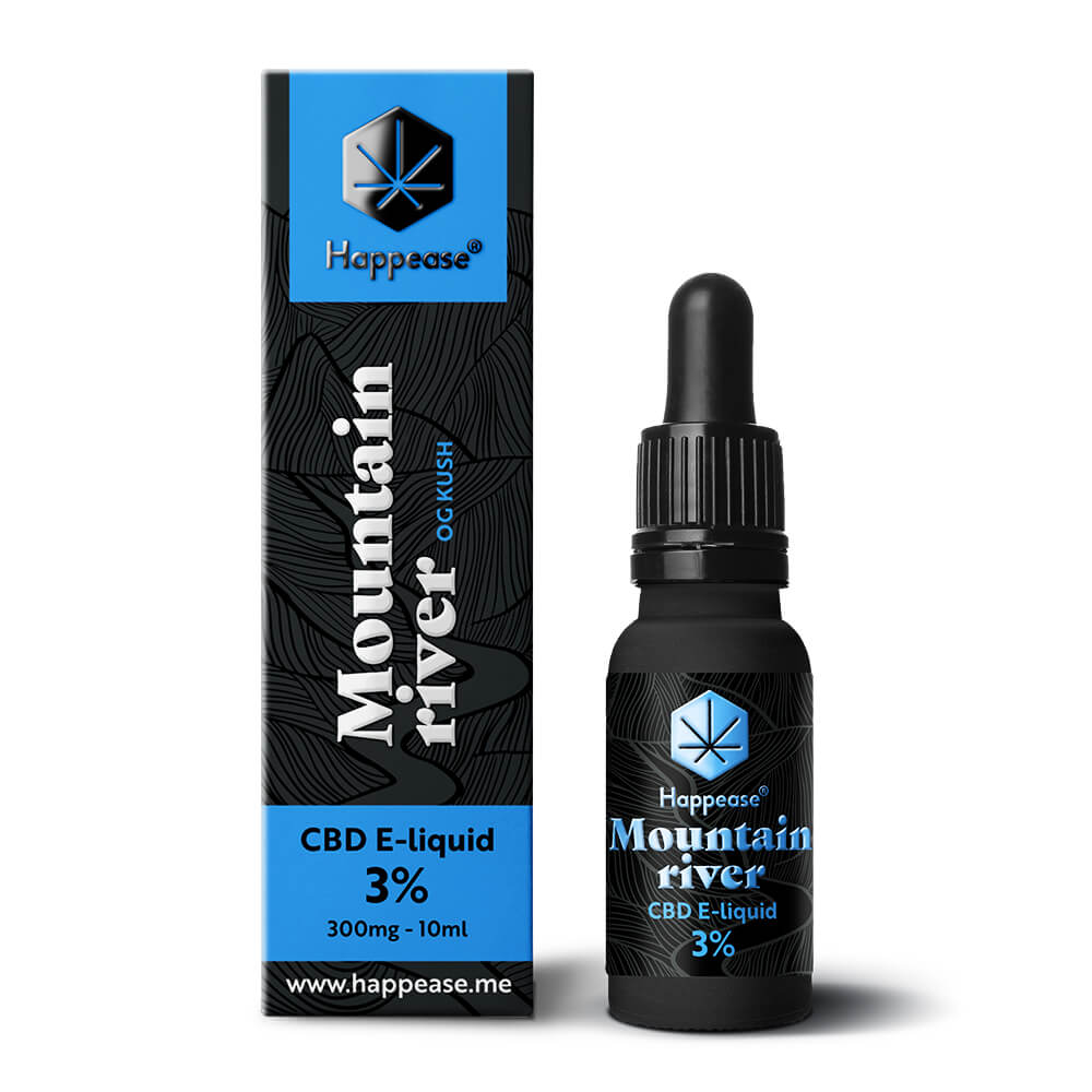 Happease CBD-vloeistof Berg rivier, 3% CBD, 300mg, 10 ml