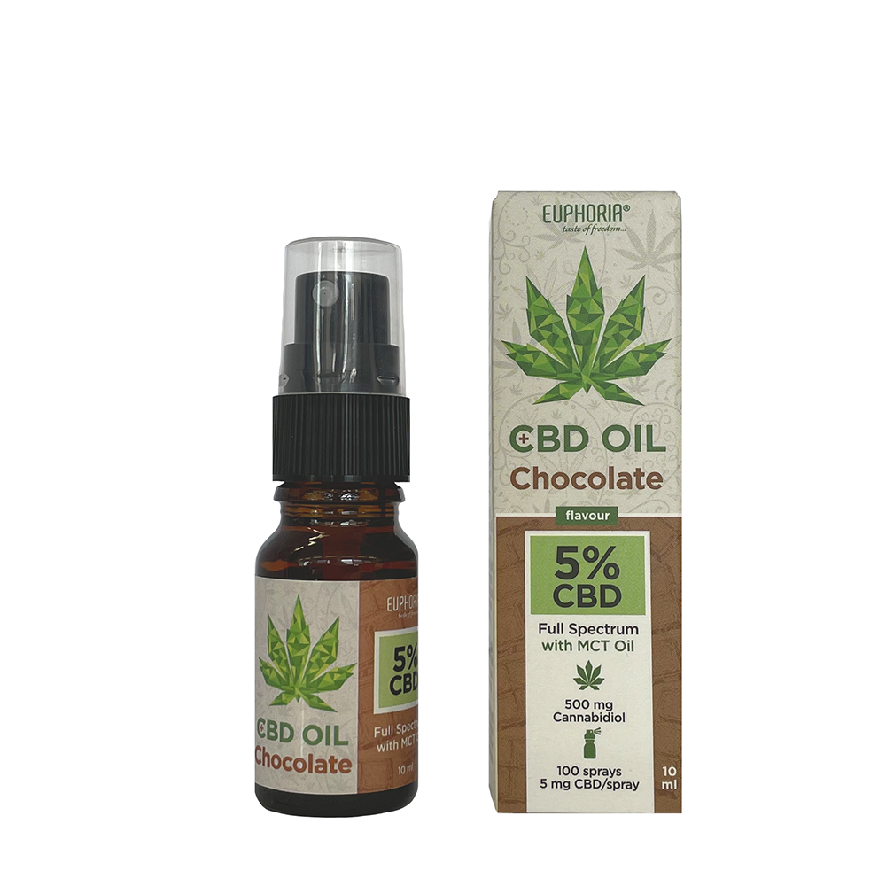 Euphoria CBD-oliespray met chocoladearoma, 5%, 500 mg CBD, 10 ml