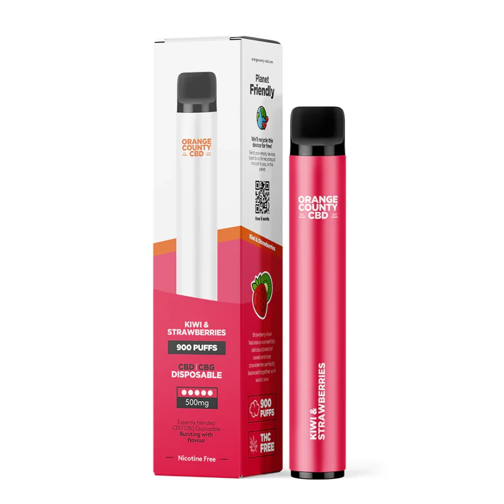Orange County CBD Vape Pen Kiwi & Aardbeien, 250 mg CBD + 250 mg CBG, 3 ml