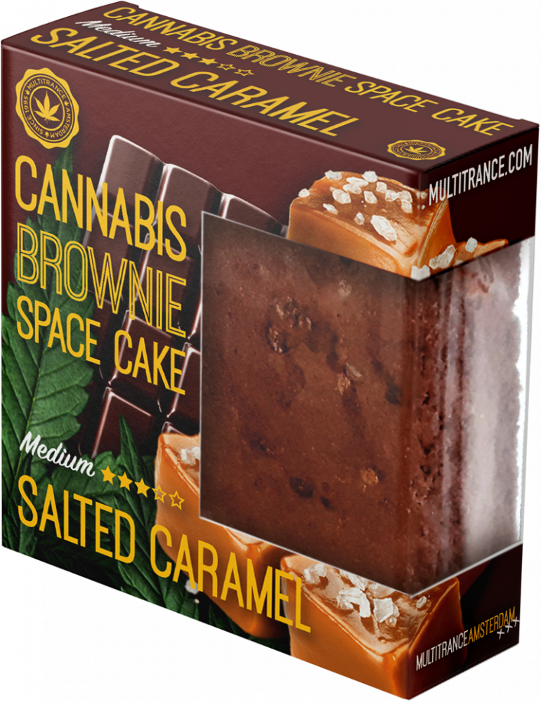 Cannabis Salted Caramel Brownie Deluxe Verpakking (Medium Sativa Smaak) - Doos (24 verpakkingen), 2400 g