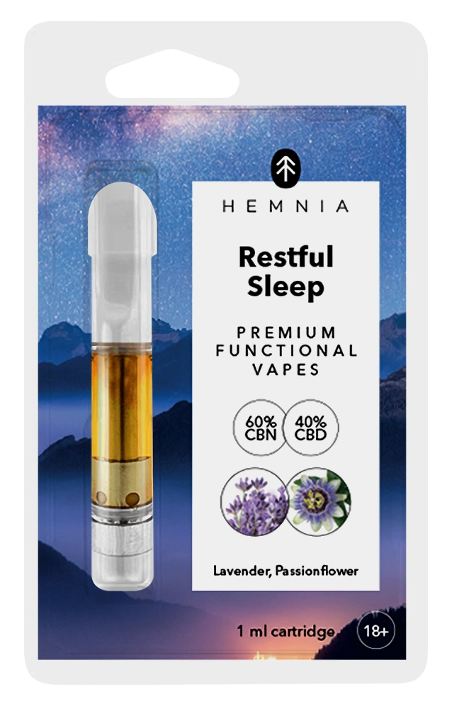 Hemnia Kartusche Restful Sleep - 40 % CBD, 60 % CBN, Lavendel, Passionsblume, 1 ml