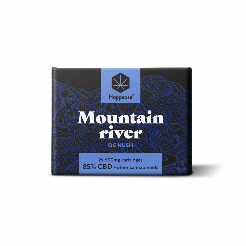 Happease Mountain River cartridge 1200 mg, 85% CBD, 2 stuks x 600 mg, 0,5 ml