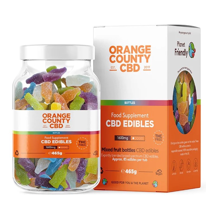 Orange County CBD Gummies-flessen, 85 stuks, 1600 mg CBD, 465 g