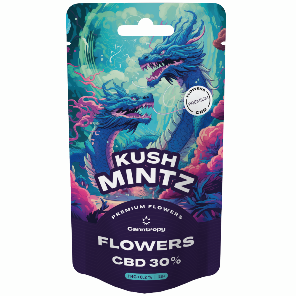 Canntropy Kvety CBD Kush Mintz, CBD 30 %, 1 g – 100 g 5 gramov
