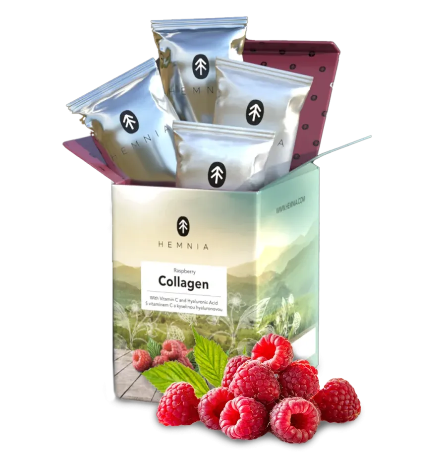 Hemnia Malinový kolagenový nápoj s kyselinou hyaluronovou, 6000 mg kolagenu, 30 sáčků, 240 g