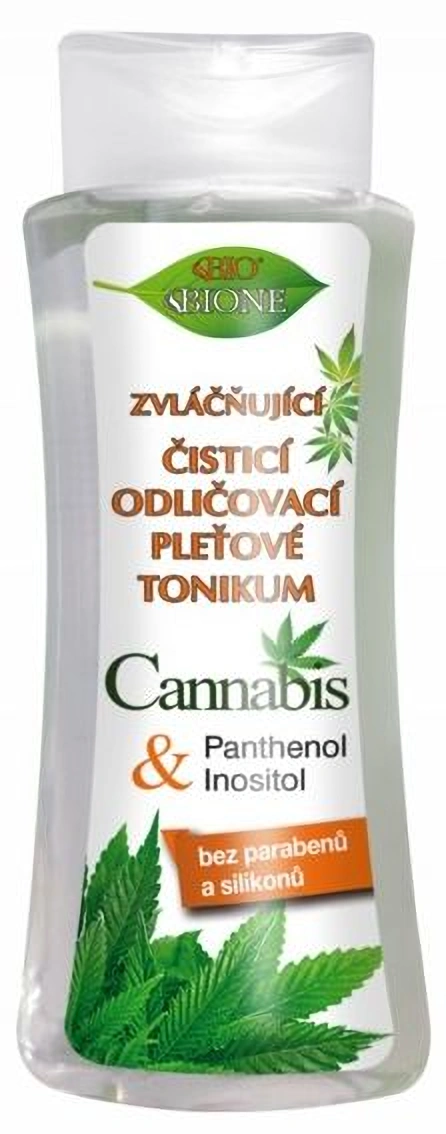 Bione Cannabis upokojujúce a regeneračné odličovacie tonikum na tvár, 255 ml