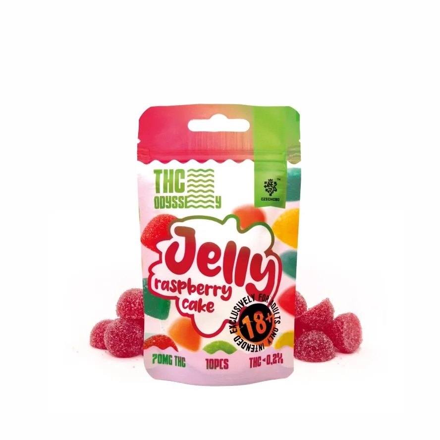 Czech CBD THC Odyssey Jelly Raspberry Cake, 70 mg THC, 10 ks