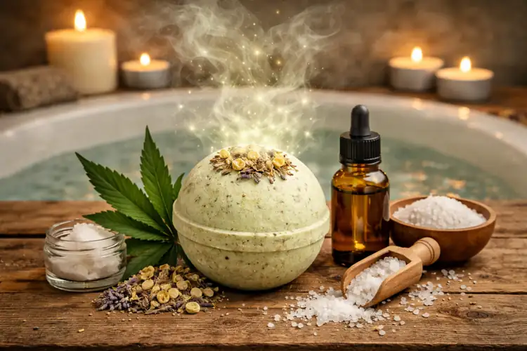 A relaxing bath with CBD ingredients
