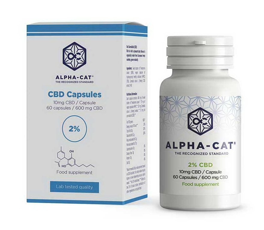 Alpha-CAT Konopné CBD kapsle 60x10 mg, 600 mg