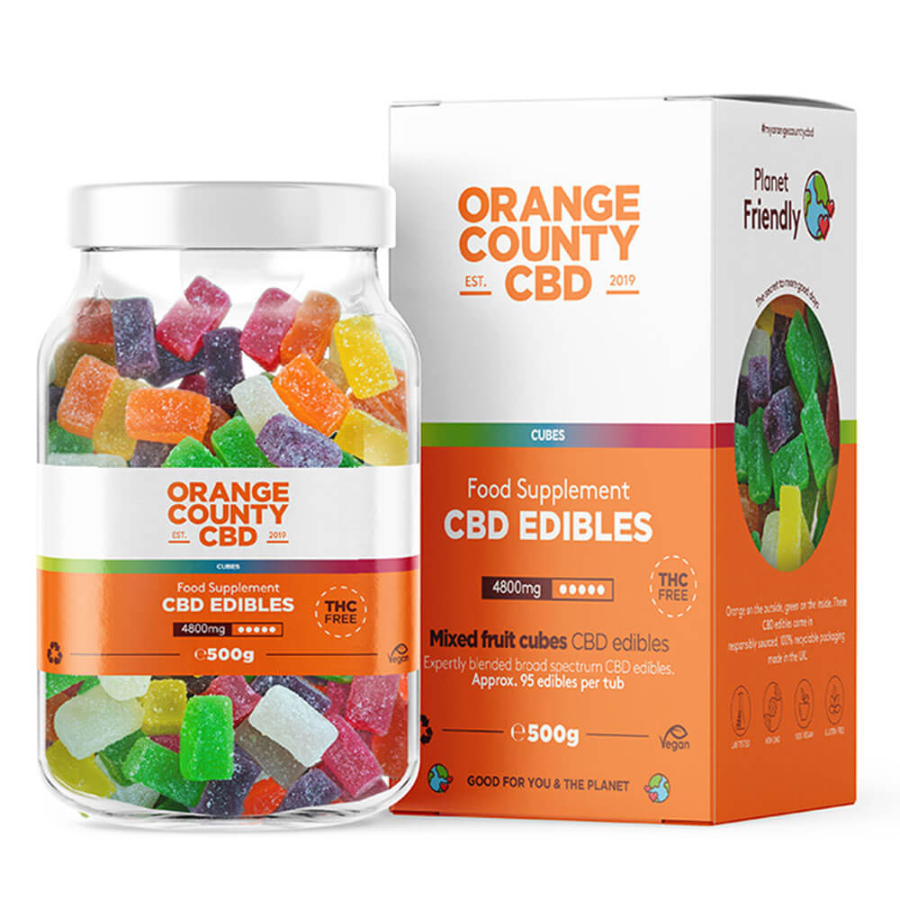 Orange County CBD Gummies-blokjes, 95 stuks, 4800 mg CBD, 500 g