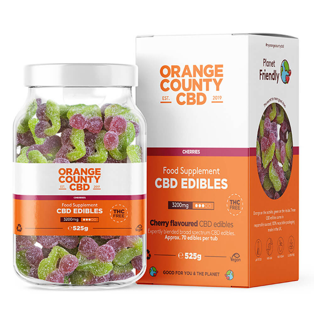 Orange County CBD Gummies Kersen, 70 stuks, 3200 mg CBD, 525 g