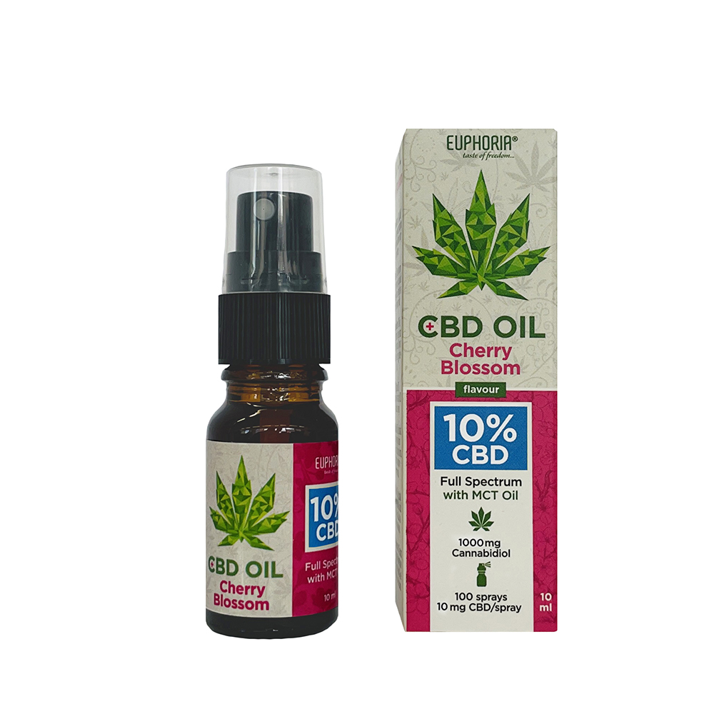 Euphoria CBD-oliespray met kersenaroma, 10%, 1000 mg CBD, 10 ml