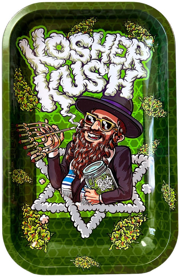 Best Buds Kóšer Kush kovový rolovací podnos stredný, 17x28 cm