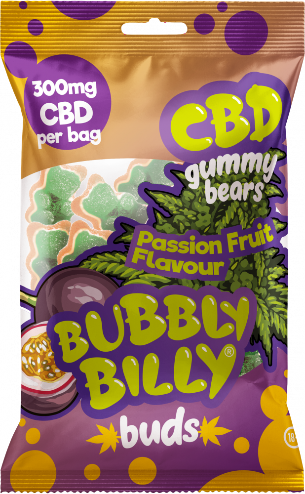 Bubbly Billy Gumové medvedíky CBD s príchuťou mučenky (300 mg), 100 g