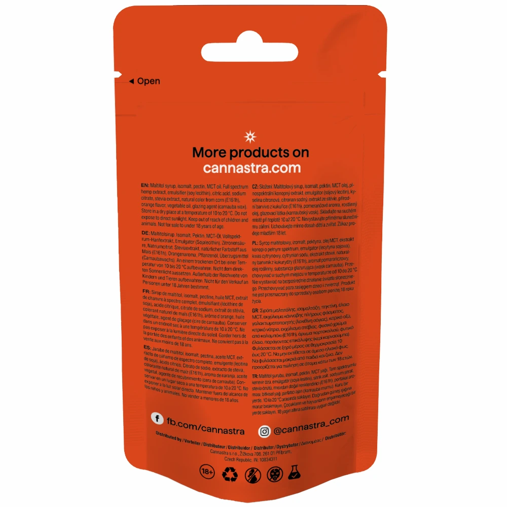 Cannastra THC+ Astro Bears Orange Bath Jellies, 10 ks x 5 mg, 50 g