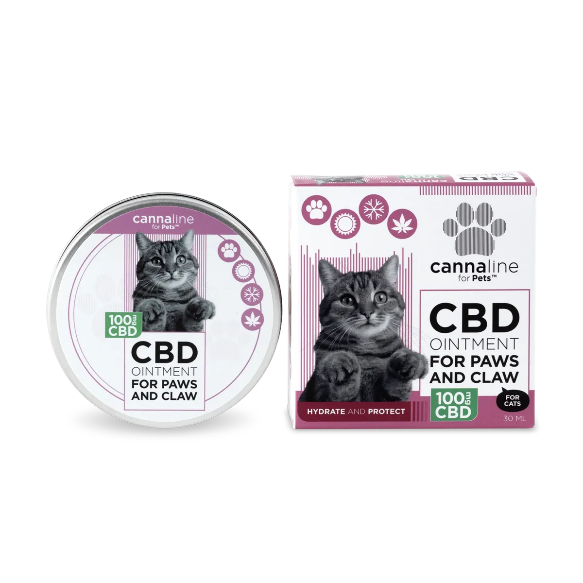 Cannaline CBD mast pro tlapky a drápy pro kočky, CBD 100 mg, 30 ml