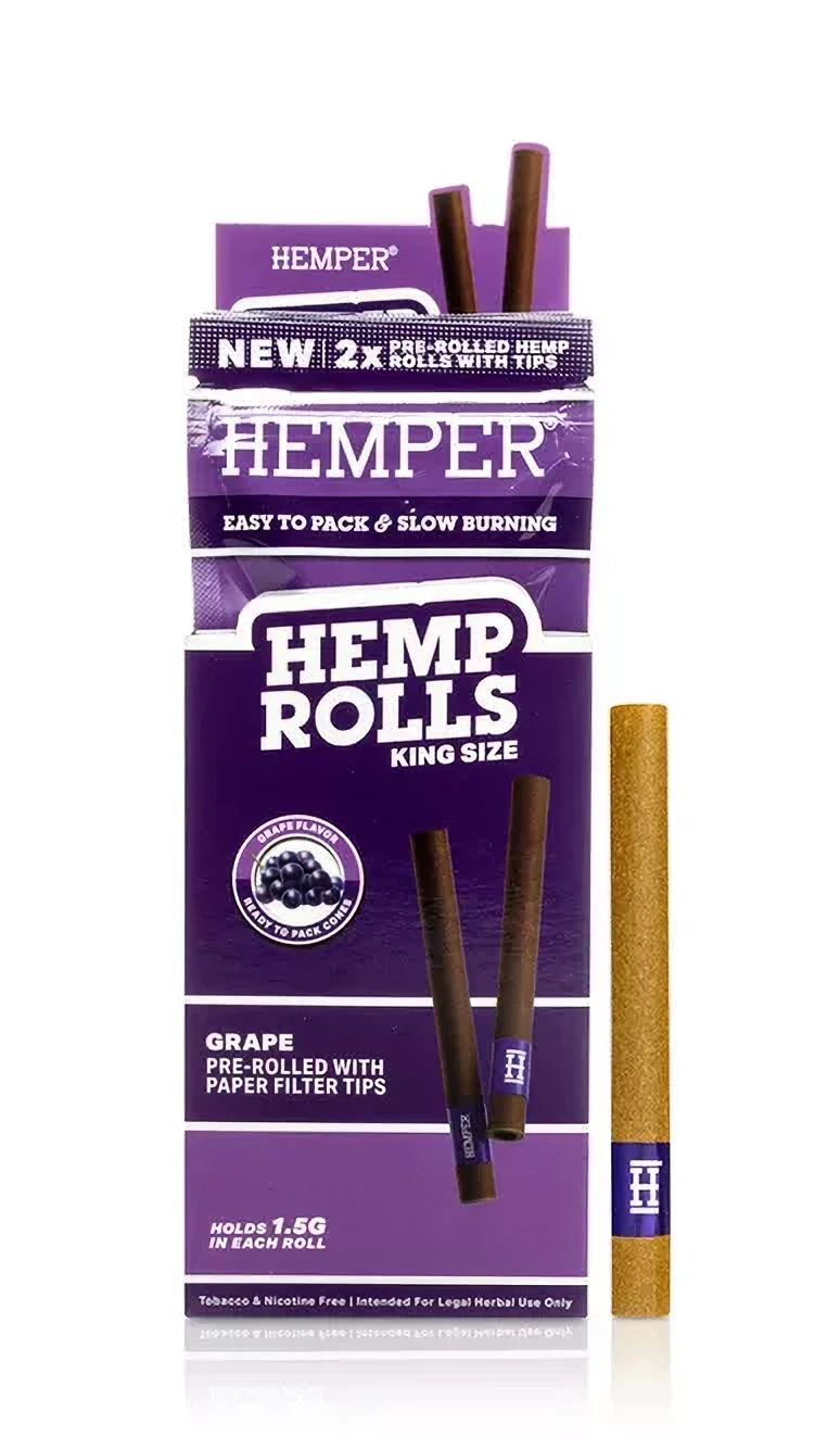 HEMPER Hemp Rolls King Size s papierovým tipom 2ks - Grape