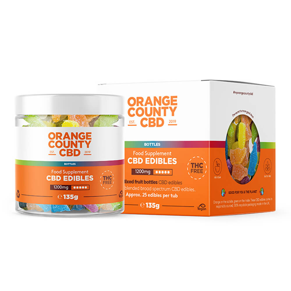 Orange County CBD Gummies-flessen, 1200 mg CBD, 135 g