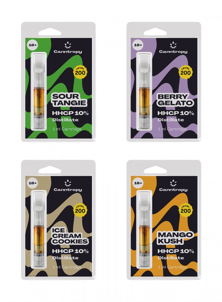 Canntropy Supersterke HHCP-cartridges, alles in één set - 4 smaken x 1 ml