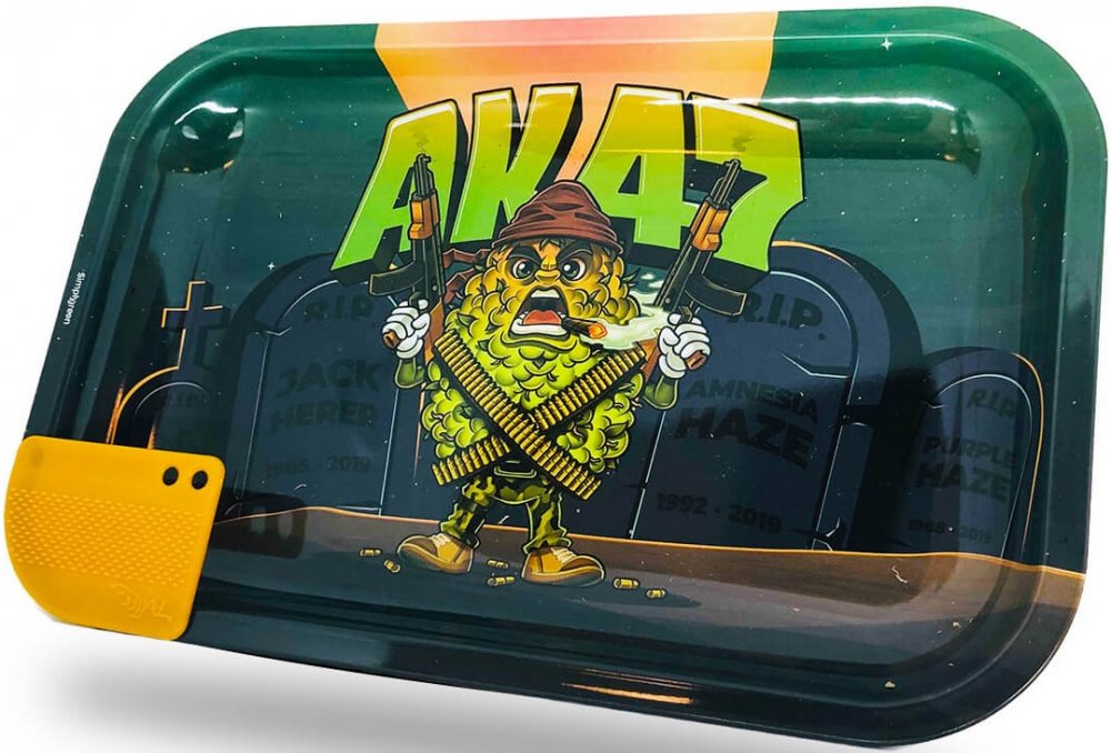 Best Buds Mission AK47 Veľký kovový rolovací podnos s magnetickou brúskou