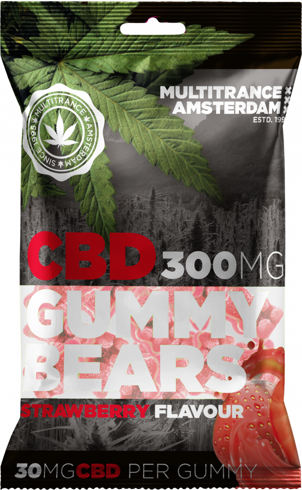 Gumové medvedíky CBD s príchuťou jahody (300 mg), 100 g